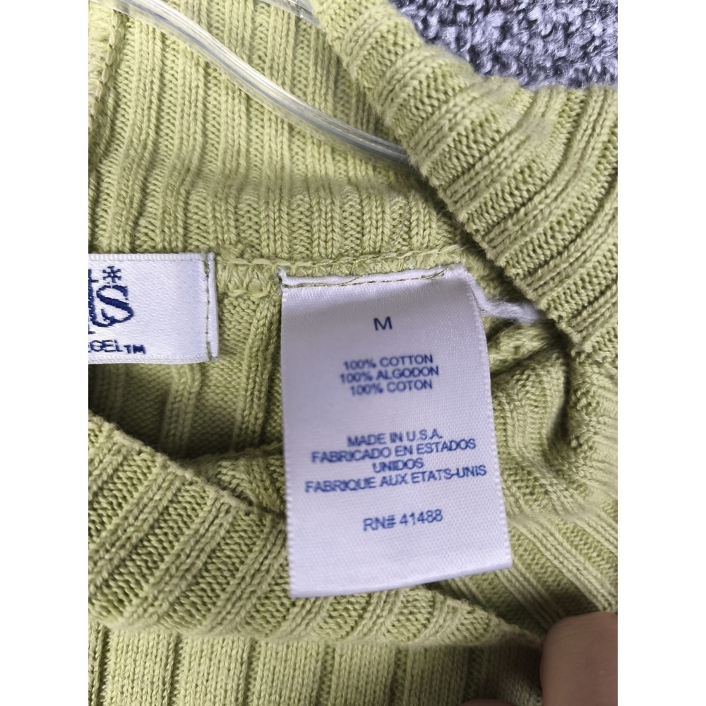 Women’s Lime Ribbed V-Neck Sweater - Picture 4 of 7